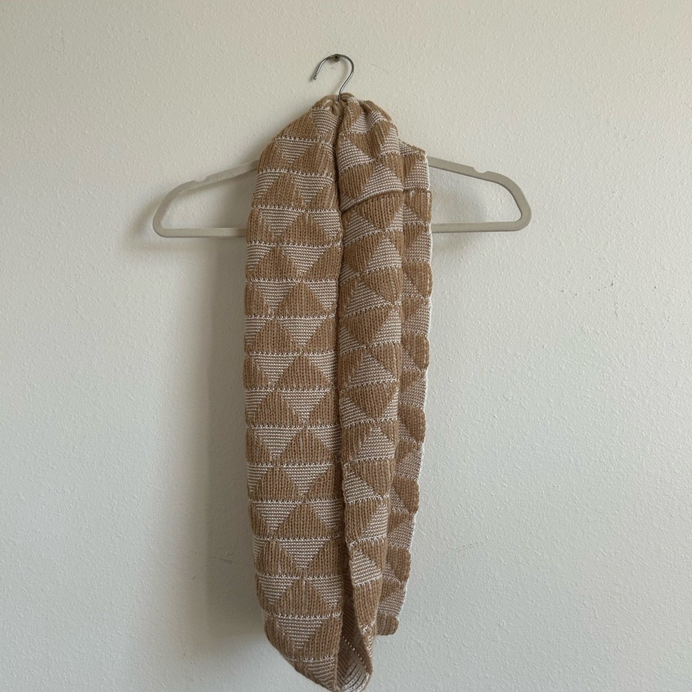 Knit Infinity Scarf in Tan & Cream